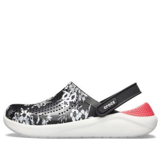 Chodaki Crocs Lite Ride Hyper Floral w kolorze czarno-białym i czerwonym 205848-97J