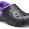 Crocs Baya Lined Fuzz Strap Clogs „Black Purple” 20663309V