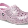 Crocs (GS) Klasyczne, błyszczące chodaki z podszewką w kolorze różowym 207462-6S0
