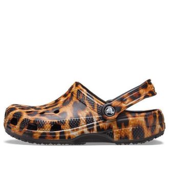 Crocs (WMNS) Klasyczne sandały na co dzień, z nadrukiem w panterkę, z chodakami i nadrukiem zwierzęcym 206676-90L
