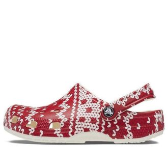 Crocs (WMNS) Klasyczny świąteczny sweter z grafiką „Czerwono-biały” 209237-90H