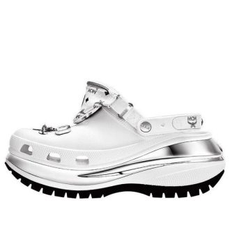 Crocs x MCM Mega Crush Clogs „Biało-srebrne” MEXDAMM08WT