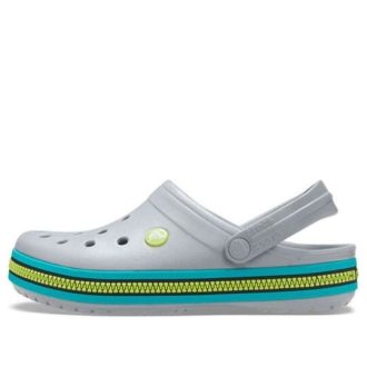 Klapki Crocs Crocband Zipper Band w kolorze szarym i turkusowym 206594-0GV
