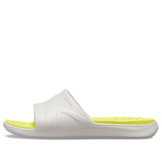 Klapki Crocs Reviva Broad Strap Round Toe w kolorze żółto-białym 205546-1CC