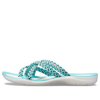 Klapki Crocs (WMNS) dzianinowe, niebiesko-białe, 205728-4DY