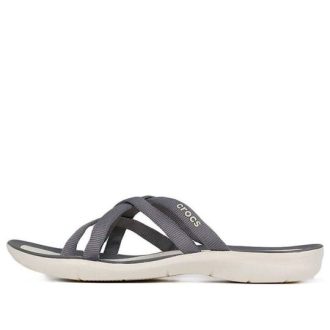 Klapki Crocs (WMNS) na plażę i basen w kolorze szarym 205479-0CT
