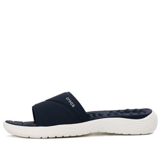 Klapki Crocs (WMNS) Reviva, lekkie, wygodne, płaskie, casualowe, w kolorze głębokiego błękitu, 205474-462