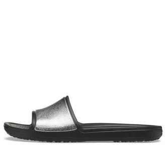 Klapki Crocs (WMNS) Sloane Shine Low Slide Flat Casual Black Silver „Black Silver” 206921-001