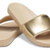 Klapki Crocs (WMNS) Sloane Shine Low Slide Minimalistyczne, codzienne, płaskie, brązowo-złote, w kolorze „Brown Gold” 206921-212