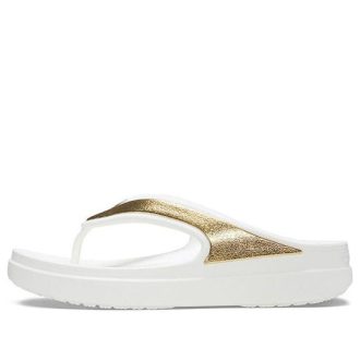 Klapki Crocs (WMNS) z grubą podeszwą w kolorze białego złota „Białe złoto” 206919-100