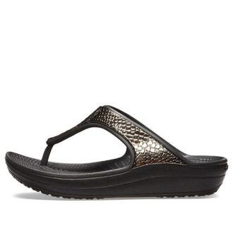 Klapki Crocs (WMNS) z grubą podeszwą w kolorze czarno-miedzianym 205604-0FG