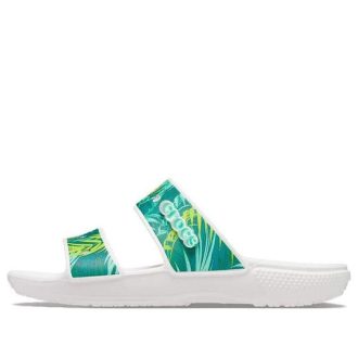 Klapki sportowe Crocs (WMNS) Classic Tropical Outdoor Flat Heel w kolorze biało-zielonym 207183-94S