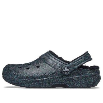 Klasyczne, błyszczące, czarne chodaki Crocs (WMNS) z podszewką „Starry Skies” 205842-9BD