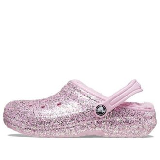 Klasyczne chodaki Crocs (GS) z brokatem i podszewką w kolorze różowym 207463-6S0