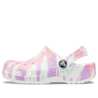 Klasyczne chodaki Crocs (GS) z nadrukiem Tie-Dye w kolorze białym, wielokolorowe, 205451-6SN