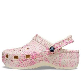 Klasyczne chodaki Crocs (WMNS) na platformie z nadrukiem węża w kolorze różowym 207328-2Y3