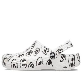Klasyczne chodaki Crocs (WMNS) z nadrukiem czaszki w kolorze biało-czarnym 208993-103