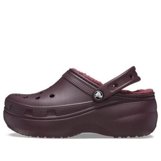 Klasyczne chodaki Crocs (WMNS) z podszewką na platformie „Dark Cherry” 207938-6WD
