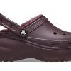 Klasyczne chodaki Crocs (WMNS) z podszewką na platformie „Dark Cherry” 207938-6WD