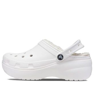 Klasyczne chodaki Crocs (WMNS) z podszewką na platformie w kolorze białym 207938-100