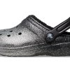 Klasyczne chodaki Crocs z brokatową podszewką „Czarno-srebrne” 205842-067