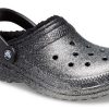 Klasyczne chodaki Crocs z brokatową podszewką „Czarno-srebrne” 205842-067