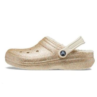 Klasyczne chodaki Crocs z brokatową podszewką „Złoto-białe” 205842-93S