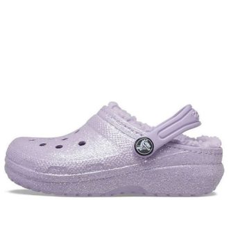 Klasyczne chodaki z brokatową podszewką Crocs (GS) dla dzieci w kolorze fioletowym 205937-530