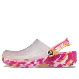 Klasyczne, transparentne, marmurkowe chodaki Crocs w kolorze „Transparent Pink” 207407-94S