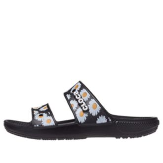 Lekkie, odporne na zużycie sportowe kapcie Crocs Daisy Unisex, czarno-białe, 207284-0ZI