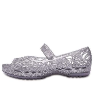 Sandały Crocs (GS) Isabella Glitter z odkrytymi palcami w kolorze srebrnym 202602-040