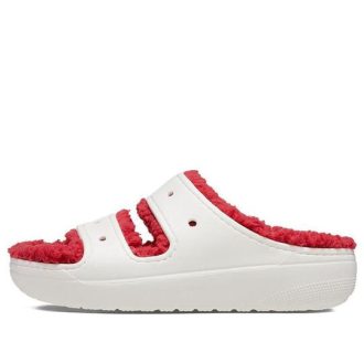 Sandały Crocs (WMNS) Classic Cozzzy Holiday Sweater w kolorze biało-czerwonym 209227-90H