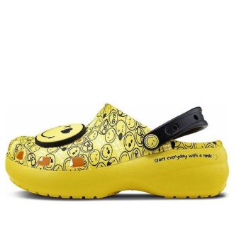 Sandały Crocs (WMNS) X Smiley Classic Clog z grubą podeszwą Smiling Face Clouds Żółto-czarne 207233-90H