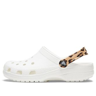 Sandały plażowe Crocs Classic Clog z nadrukiem w panterkę, białe 206638-1D1