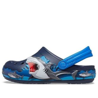 Sandały sportowe Crocs (PS) z zabawnym wzorem rekina na płaskim obcasie, ciemnoniebieskie, 207070-410