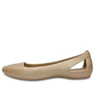 Sandały sportowe Crocs (WMNS) w kolorze złotym, minimalistyczne, na co dzień, płaskie, 202811-710